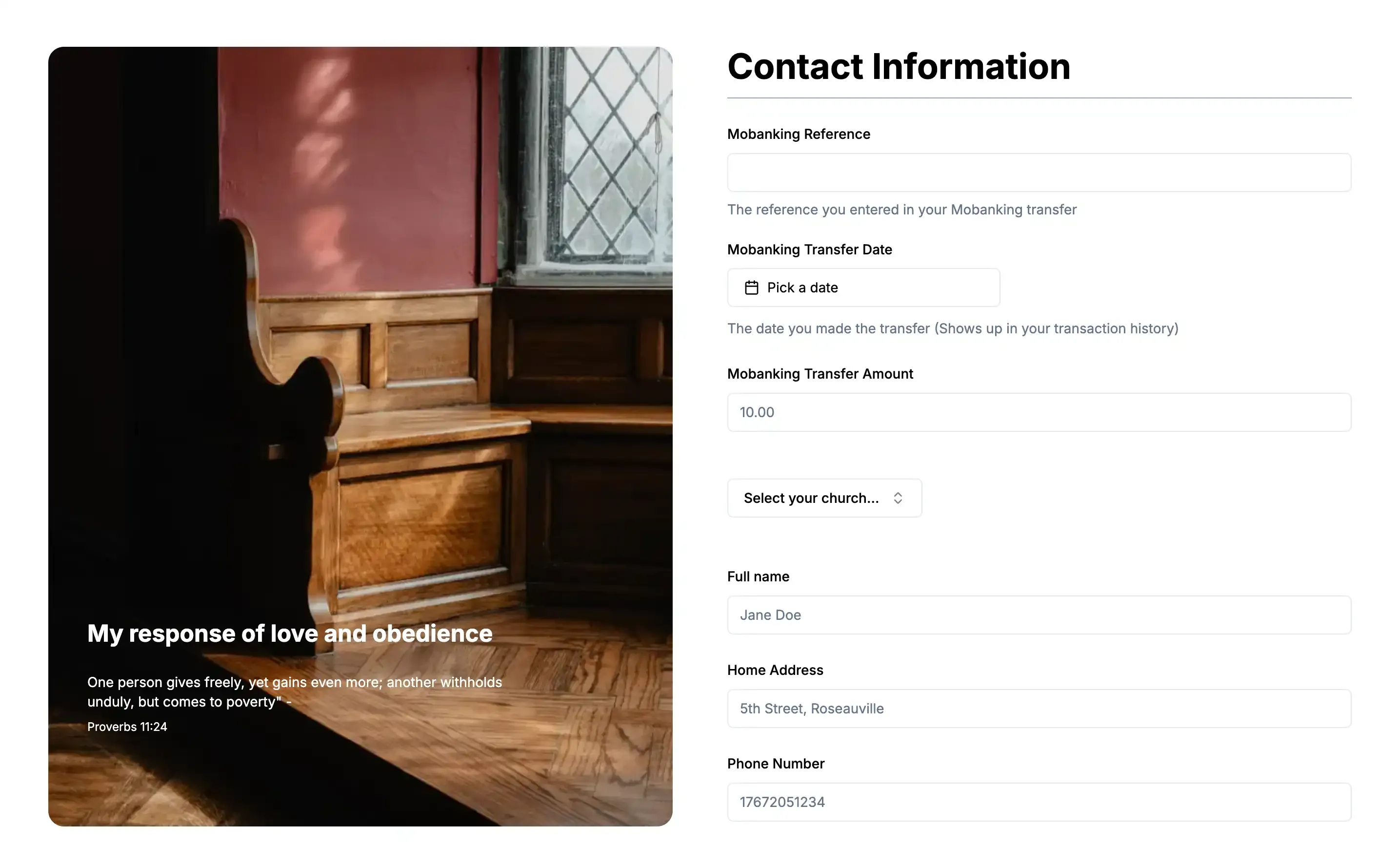 Tithe & Offering Site screenshot